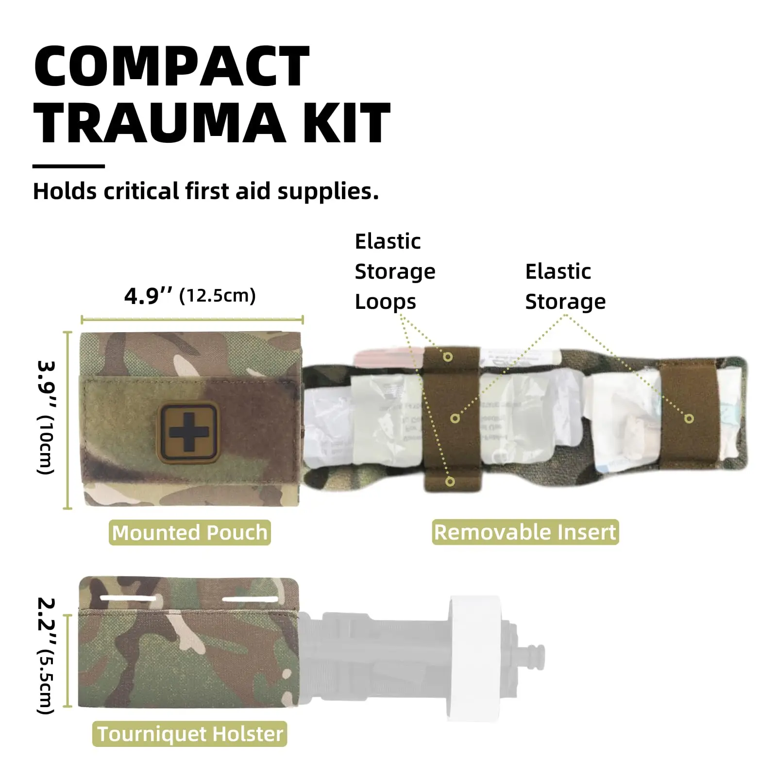 Etui medyczne 2 w 1 Micro Med Kit, taktyczne mini etui IFAK z uchwytem na opaskę uciskową, puste małe kompaktowe etui medyczne