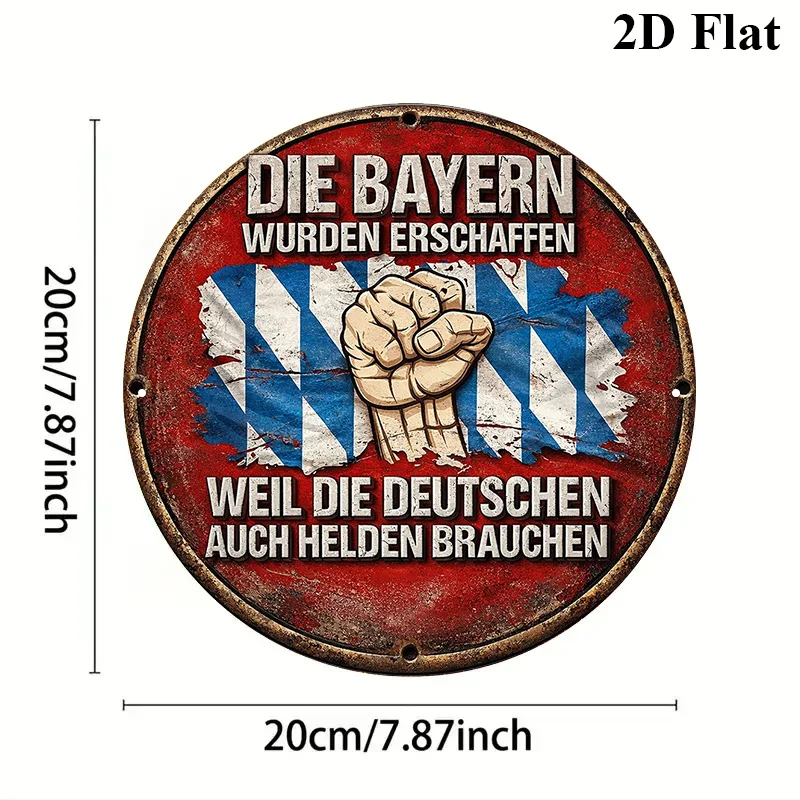 1pc Bavarian Bavaria Themed Vintage Aluminum Wall Plaque - 8-Inch Round German Cultural Decor Sign Suitable for, Cafe,