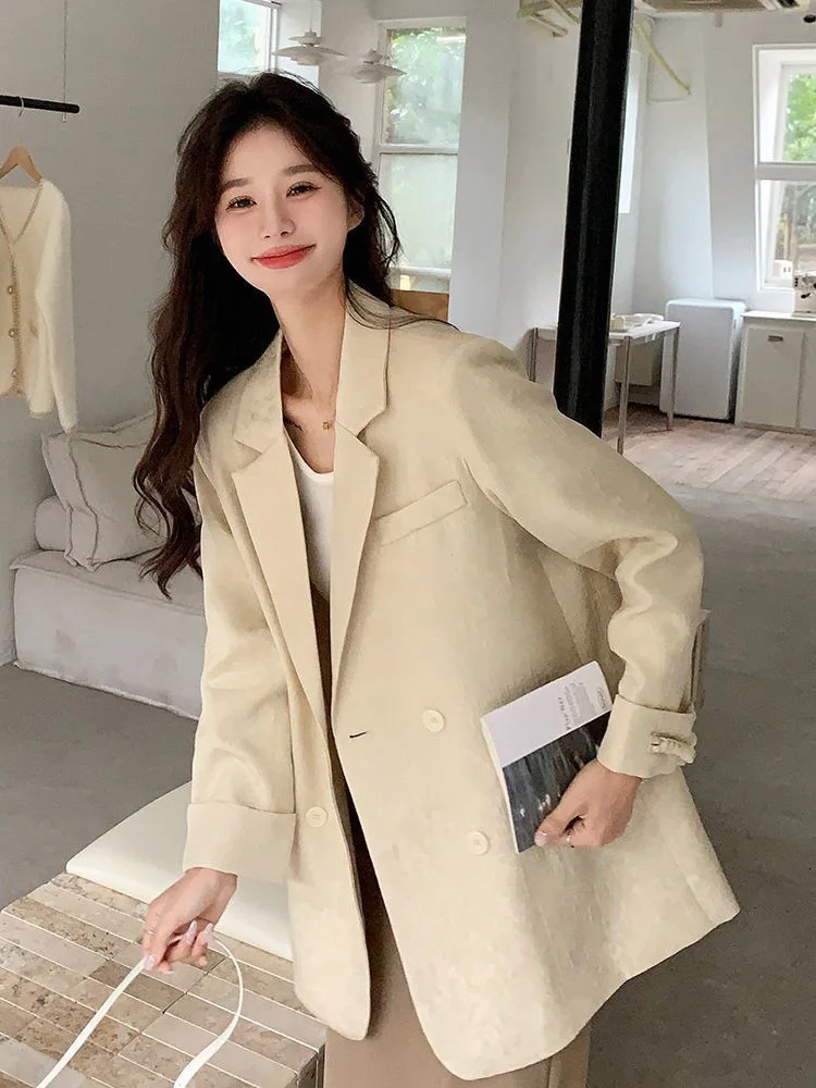 เสื้อสูทลำลองสไตล์จีนแบบใหม่ ไซส์ใหญ่พิเศษ 300 ปอนด์ ติดกระดุม แขนยาว ทรงหลวม สไตล์ตะวันตก เหมาะสำหรับฤดูใบไม้ร่วง  ใส่ได้หลากหลายโอกาส