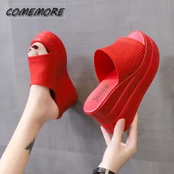 Red White Slippers Wedge Heels Women's Sandals Platform Wedding Shoes Ladies Summer Beach Sandals Casual Luxury Designer Outside