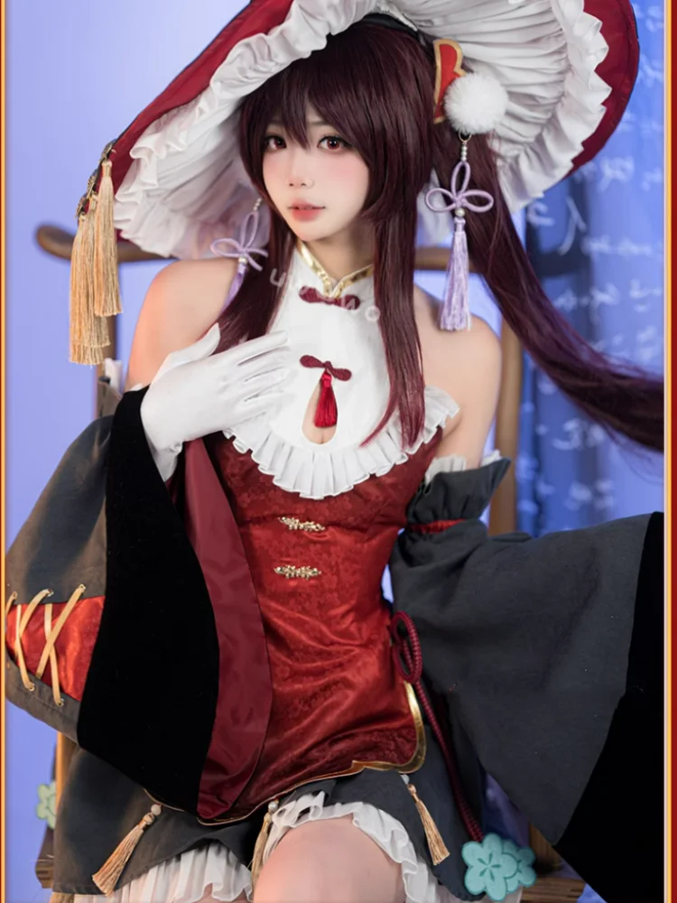 

Hutao Cosplay Costume Game Genshin Impact Anime Women Cute Hutao Witch Costumes Role Play Clothing Halloween Carnival Suit Stock