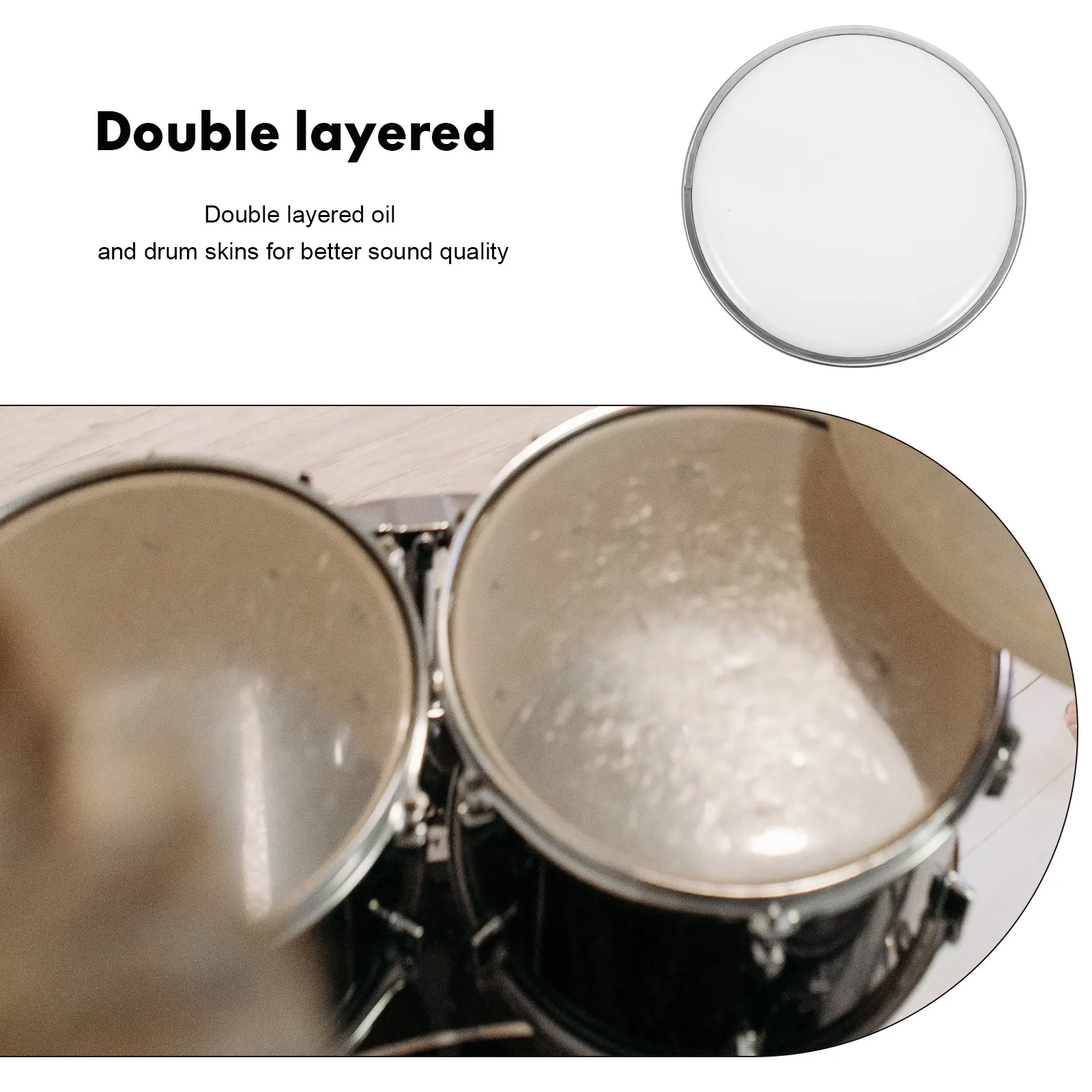 

Drum Replacement Double Layer Percussion Skin Polyester Film Thin Sound Control Light Weight Durable Natural Texture Air Dried
