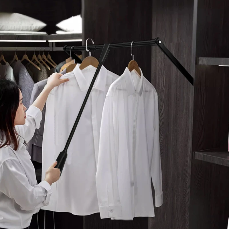 Pull-down Clothes Rail Cloakroom Home Telescopic Clothes Through Wardrobe Hanger Buffer Lift Cabinet Underwear Rack