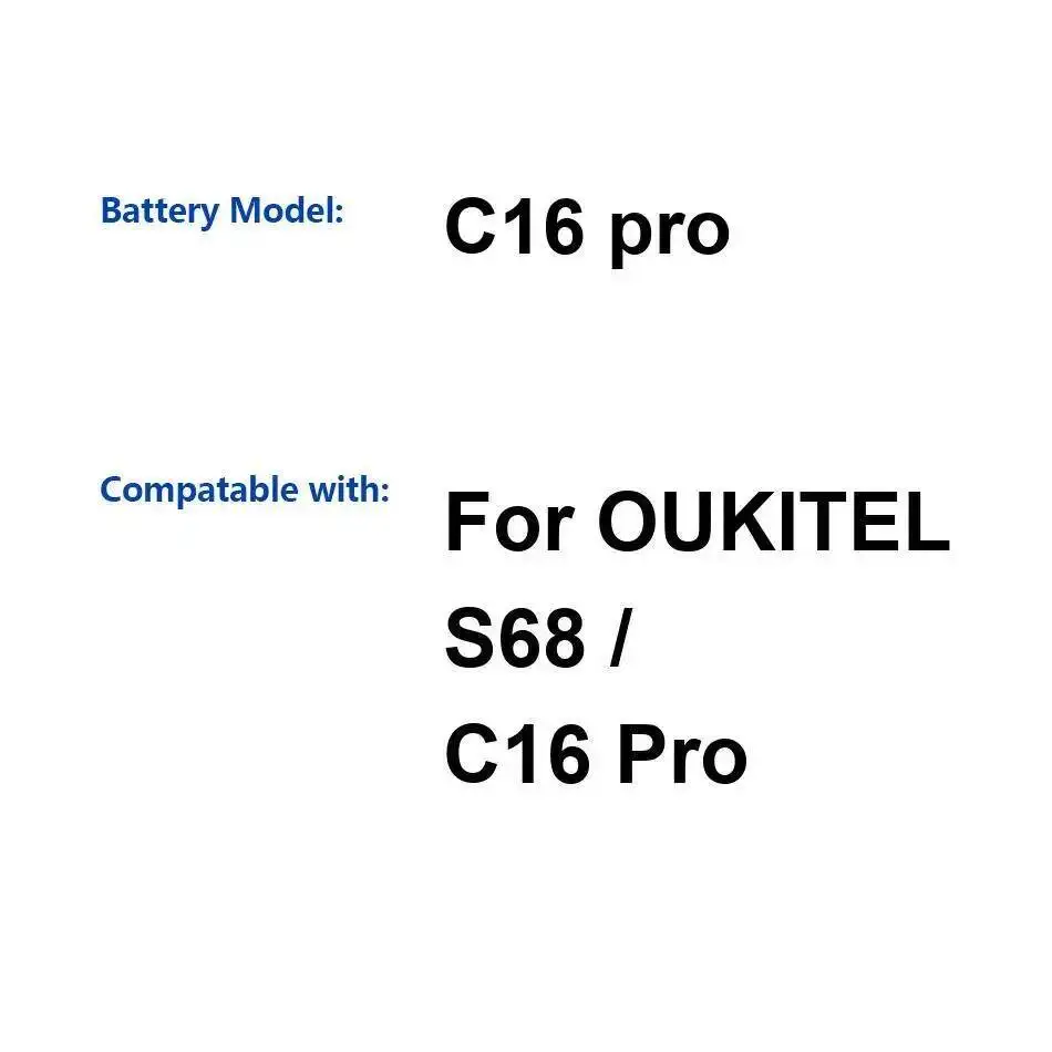 

Замена премиум-класса для Oukitel S68 C16 Pro 2600 мАч, прочный аккумулятор для мобильного телефона