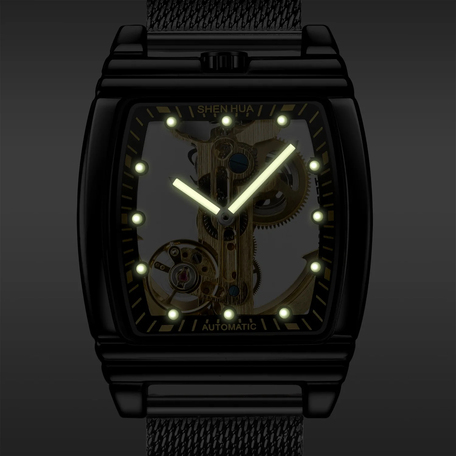 SHENHUA-Montre Creuse en Acier Inoxydable pour Homme, Transparent, existent, Mécanique, Horloge Masculine, dehors