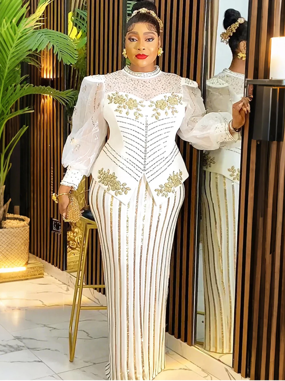 ชุดเดรสวินเทจหรูหราสำหรับผู้หญิง งานแต่งงาน งานพรอม งานราตรี แขนยาว ชุดเดรสเดรสยาวปักเลื่อมแบบดาชิกิ เสื้อคลุมสไตล์ตุรกี เสื้อผ้าแอฟริกัน