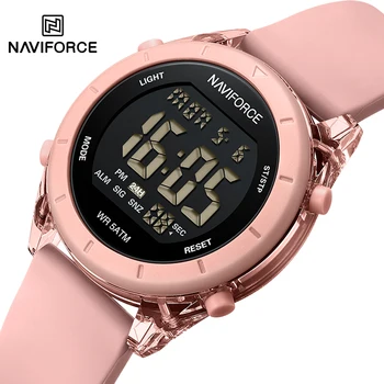 NAVIFORCE Rahat Silikon Kadın İzle Su Geçirmez LCD Ekran Saat Bayanlar Moda Spor Elektronik Kol Saatleri Reloj Mujer