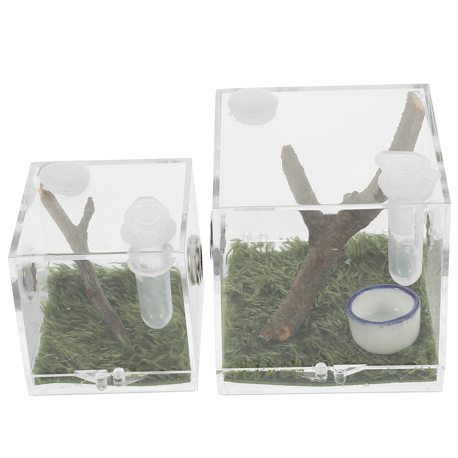 

2pcs Clear Jumping Spider Enclosure Box Lightweight Acrylic Habitat Cage For Reptiles Spiders Gecko Snail Insect