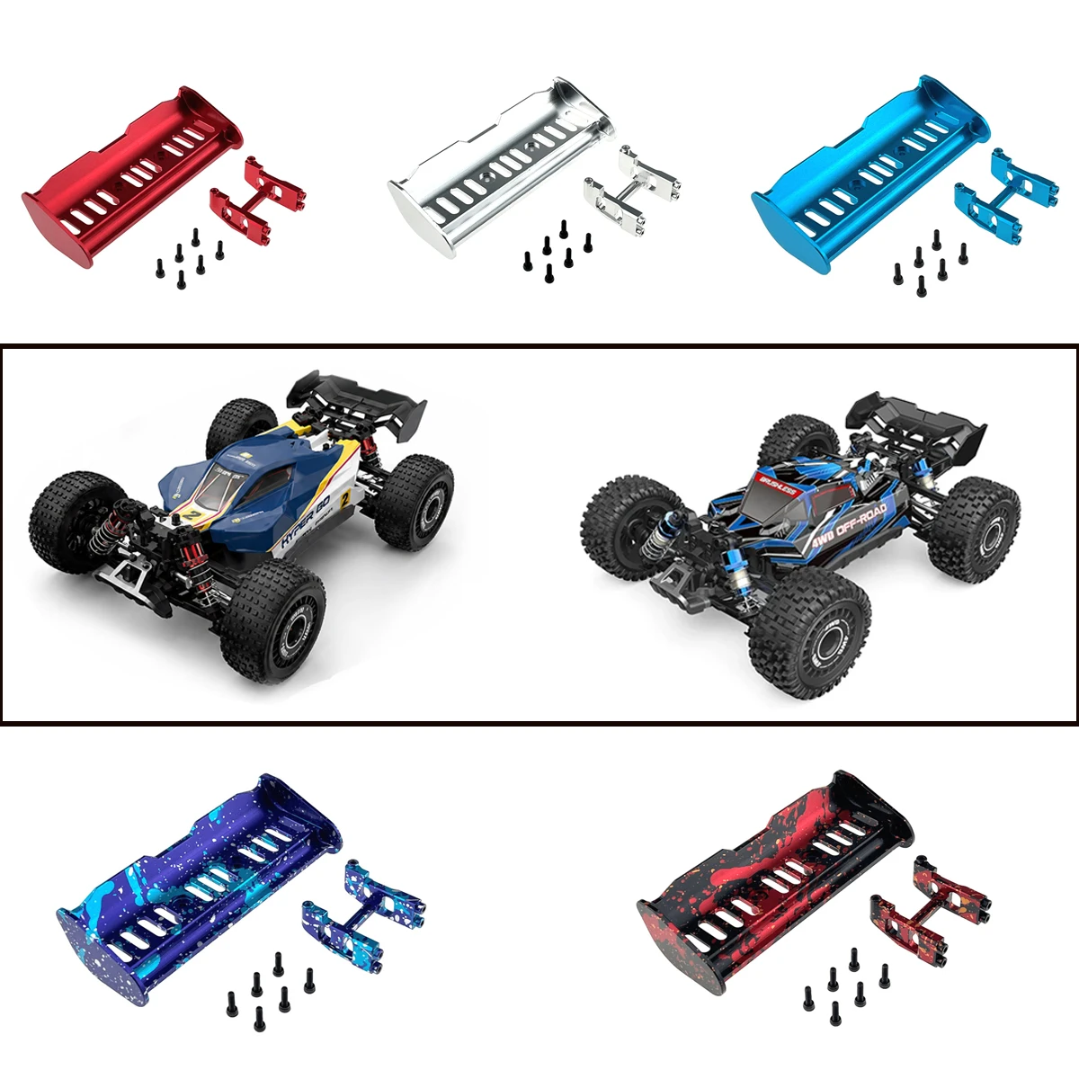 Metal Parts Suitable for Meijiaxin 16207 16213 1/16 Remote Control Car Rear Wing + Rear Wing Bracket Upgradeable and Modifiable