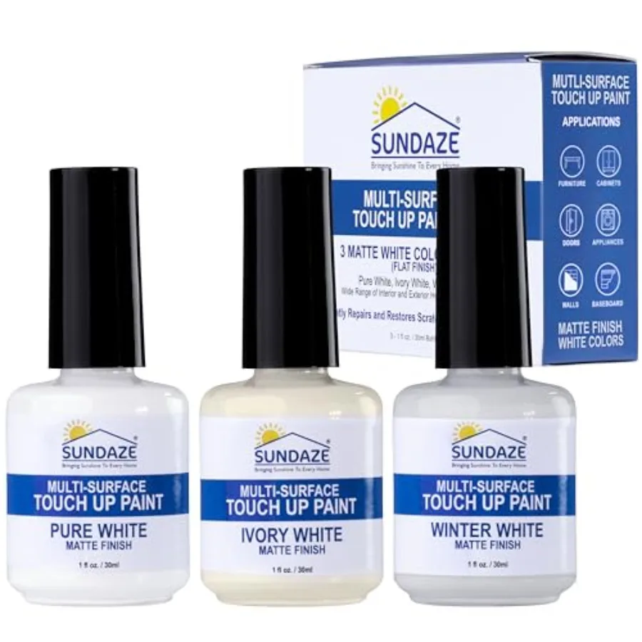 White Touch-Up Paint Pen Kit - Wall, Kitchen Cabinet, Furniture, Wood Door Touch Up - 3 Color Shades, Instantly Repair and Rest