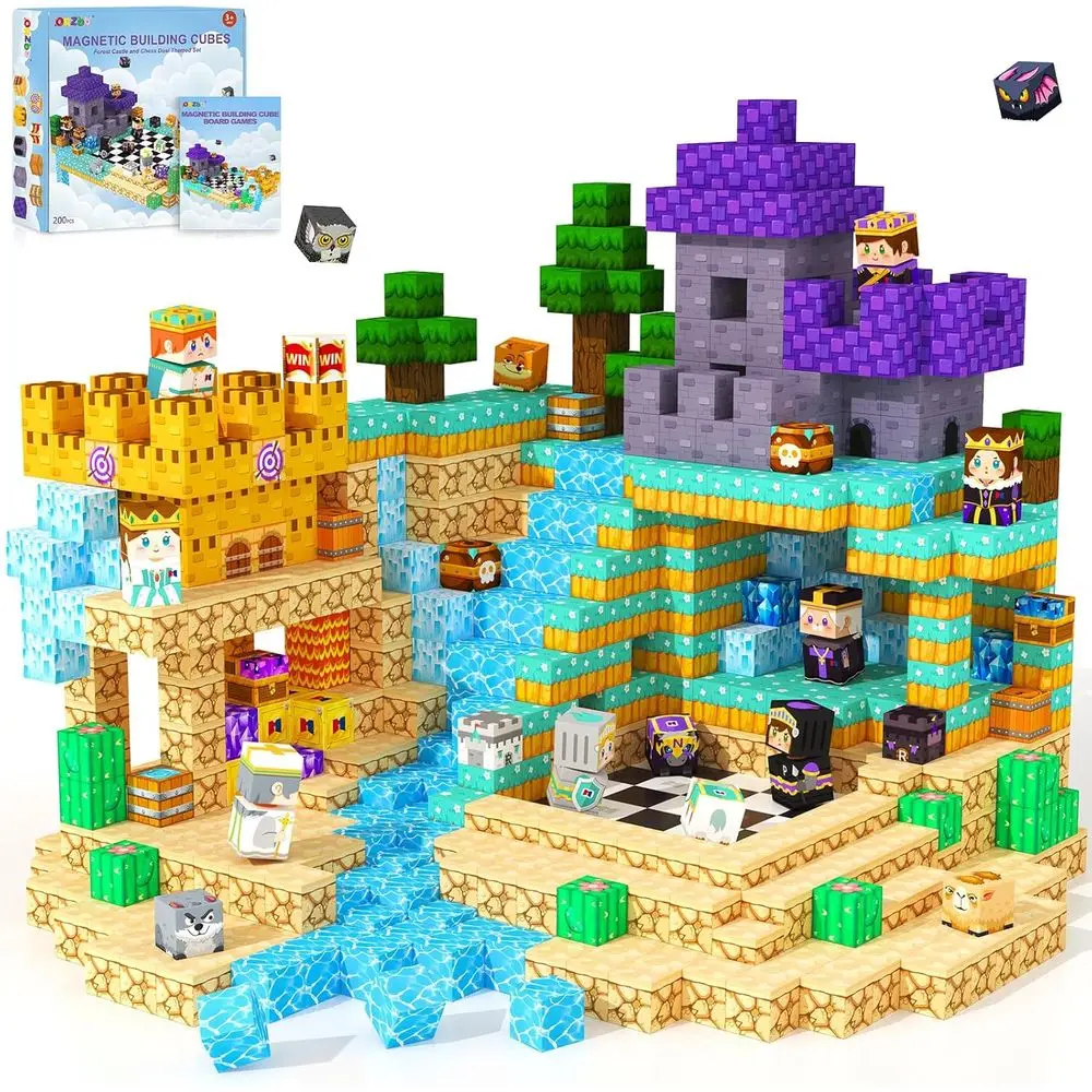

Magnetic Building Blocks Set for Kids - Montessori-Inspired Chess & Sensory Toys for Toddlers, Ages 3+
