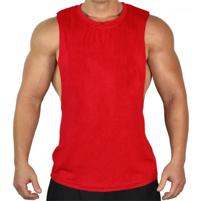 New Blank Sleeveless shirt Muscle Cut Workout Shirt Bodybuilding Tank Top Man Fitness Clothing cotton open sides vest