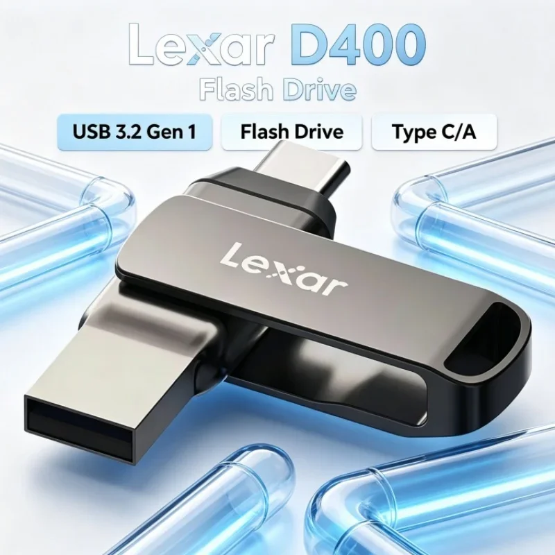 Lexar JumpDrive Dual Drive D400 Type C/A USB Flash Drive 32GB 64GB 128GB 256GB Dual Slot USB 3.2 Gen 1 For PC/Mac