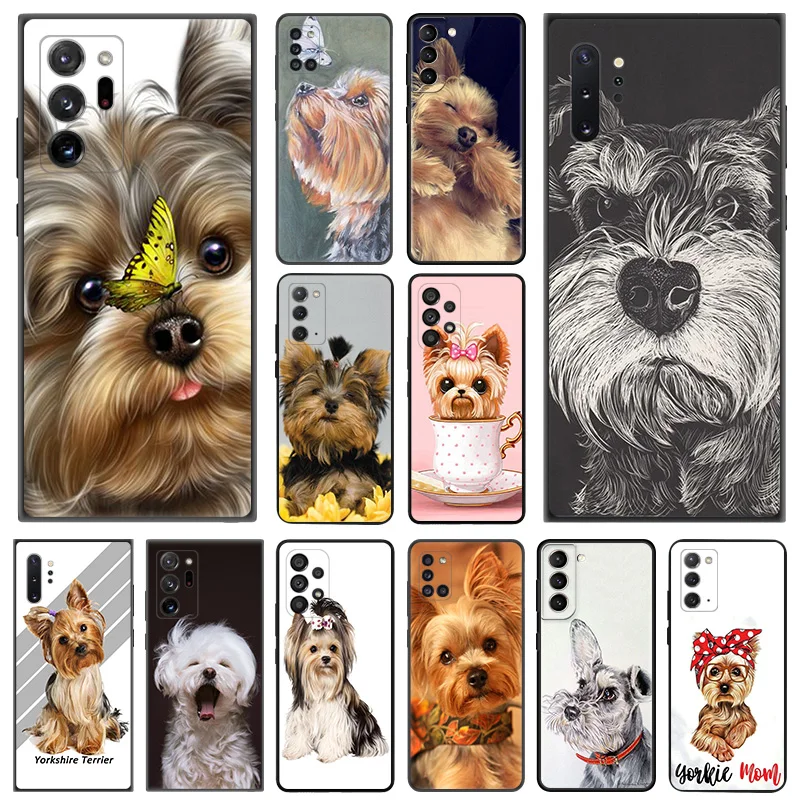 Phone Case for Samsung A35 5G A55 A02 A03 A04 A05 S8 S9 Note 10 Plus 9 8 Lovely Yorkshire Terrier Dog Soft Black Silicone Cover