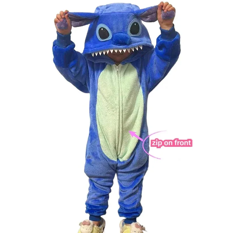 

l2025l Halloween Zipper Blue Stitch Cosplay Anime Costume Onesies Pyjamas Cartoon Anima Pajamas Children Kigurumi Onesies Sleepw
