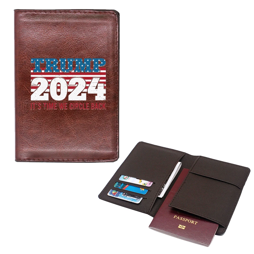 

New 2024 Election Donald Trump passport Cover Men Women Leather Slim ID Card Travel Holder Pocket Wallet Purse Money Case