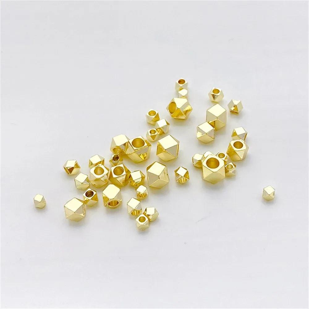 14K Gold Wrapped Polygonal Cut Corner Beads Multi Sided Loose Beads Handmade DIY Bracelet Necklace Accessories Material