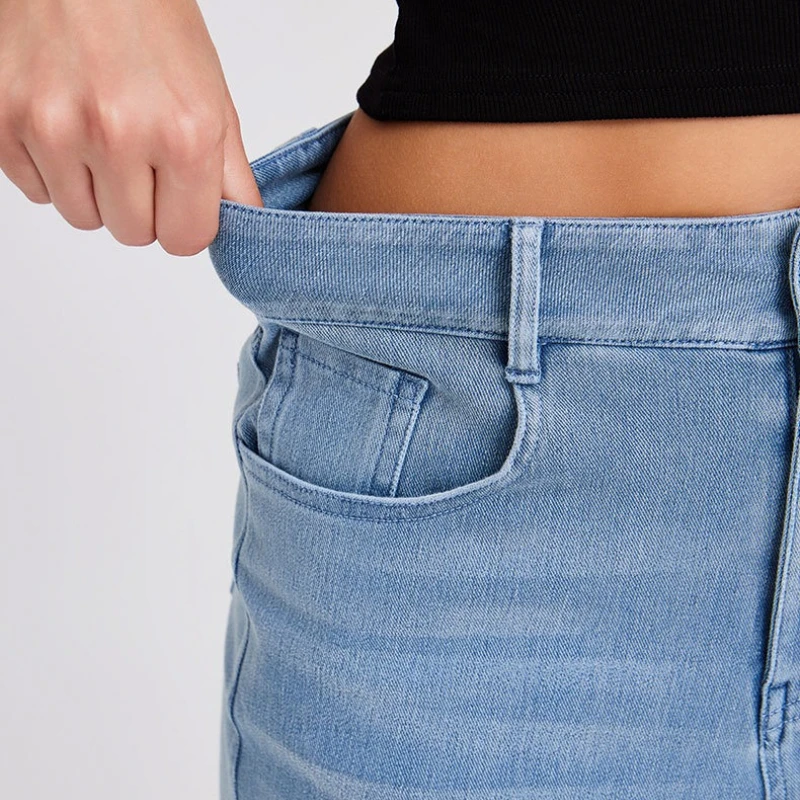 Women's High Waist Denim Shorts Stretch Tummy Control Slimming Whisker Wash Distressed Casual Summer Shorts with Pockets Button
