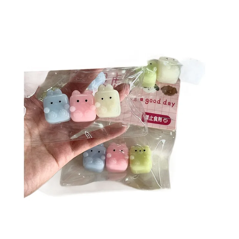 Mini Cute Small Cube Animal Ice Cream Pinch Soft Sticky Toy Kids Adults Pinch Relieve Stress Vent Toys Slow Rebound Squeeze Toys