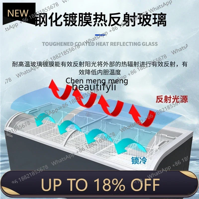 

Z189 A01 Commercial large freezer combination Horizontal island cabinet Quick-freezing supermarket Freezer, display cabinet