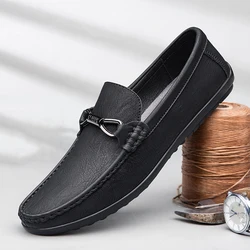 Mocassins en cuir pour hommes, chaussures de luxe de styliste à enfiler, noir et marron, livraison directe, automne et printemps