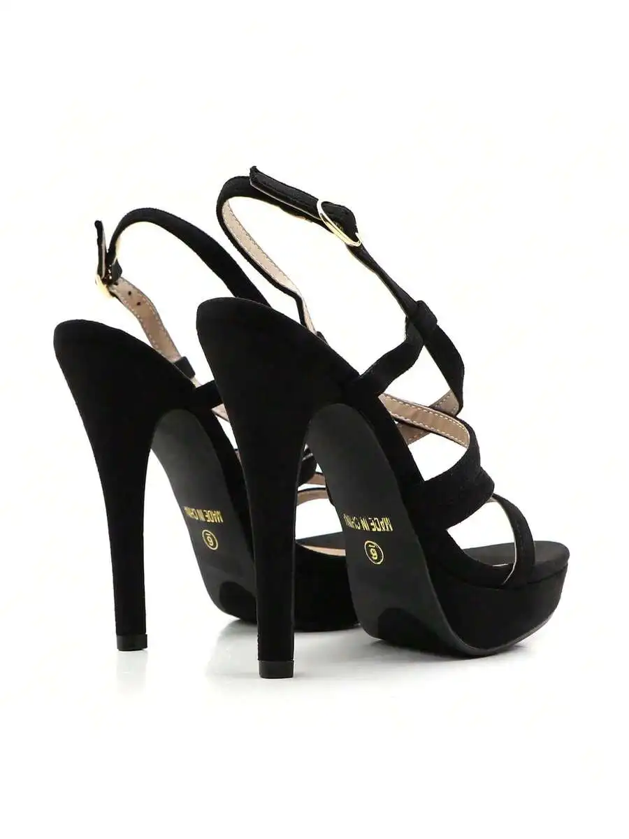 

Strappy High Heels Square Toe Stiletto Open Toe Platform Sandals For Wedding Party