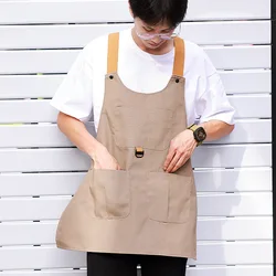 Fashionable No Tie Vest Apron With Snap Button Design at the Waist Anti Fouling Workwear Soft Canvas Waterproof Apron