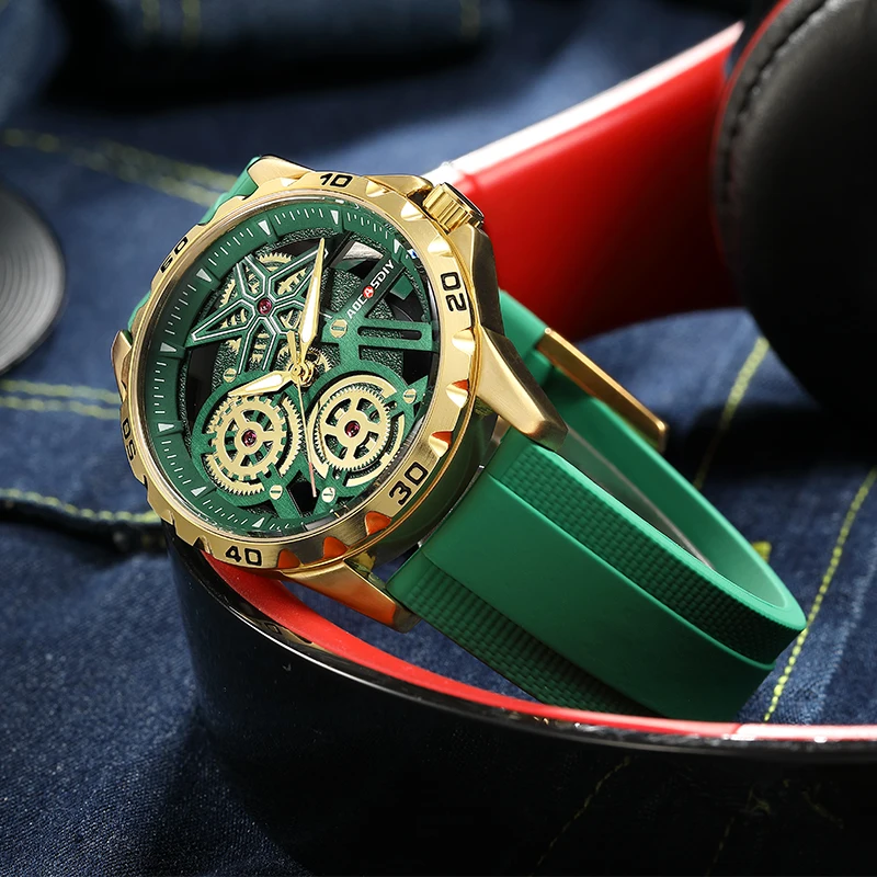 AOCASDIY Fashion Watch for Men cronografo impermeabile Hollow Silicone orologi orologio da uomo con lancette luminose Relogio Masculino