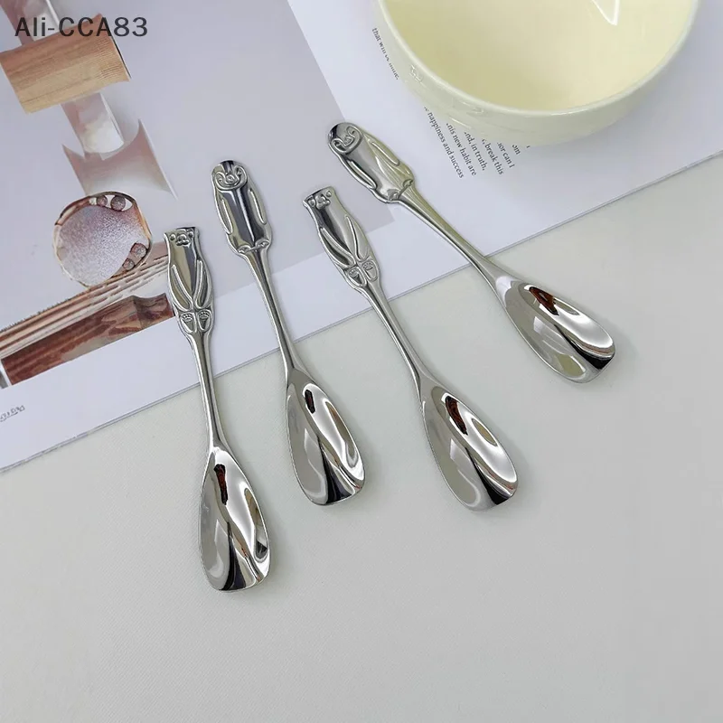 

Stainless Steel Round Spoon Net Red Golden Dinner Long Handle Stirring Dessert Spoons For Kitchen Accessories Gadgets