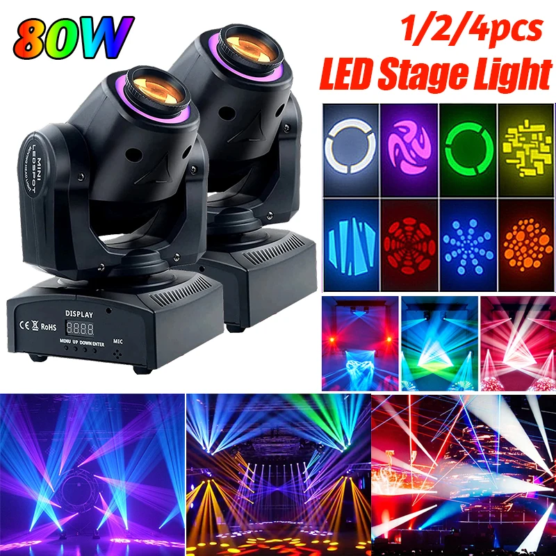 

1/2/4 шт. 80 Вт RGB движущаяся головка гобо луч сценический эффект световой проектор DMX512 для DJ диско-бара ночной клуб свадебная вечеринка