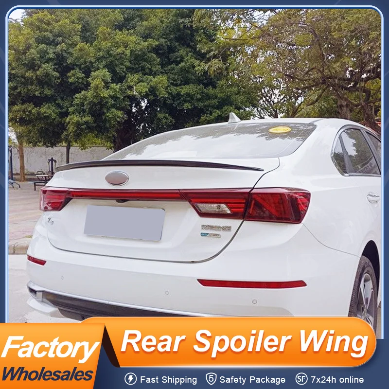 

For Kia K3 Cerato Forte Sedan 2019 20 21 22 23 Rear Trunk Lid Ducktail Lip Spoiler Wing ABS Black White Carbon Color Accessories