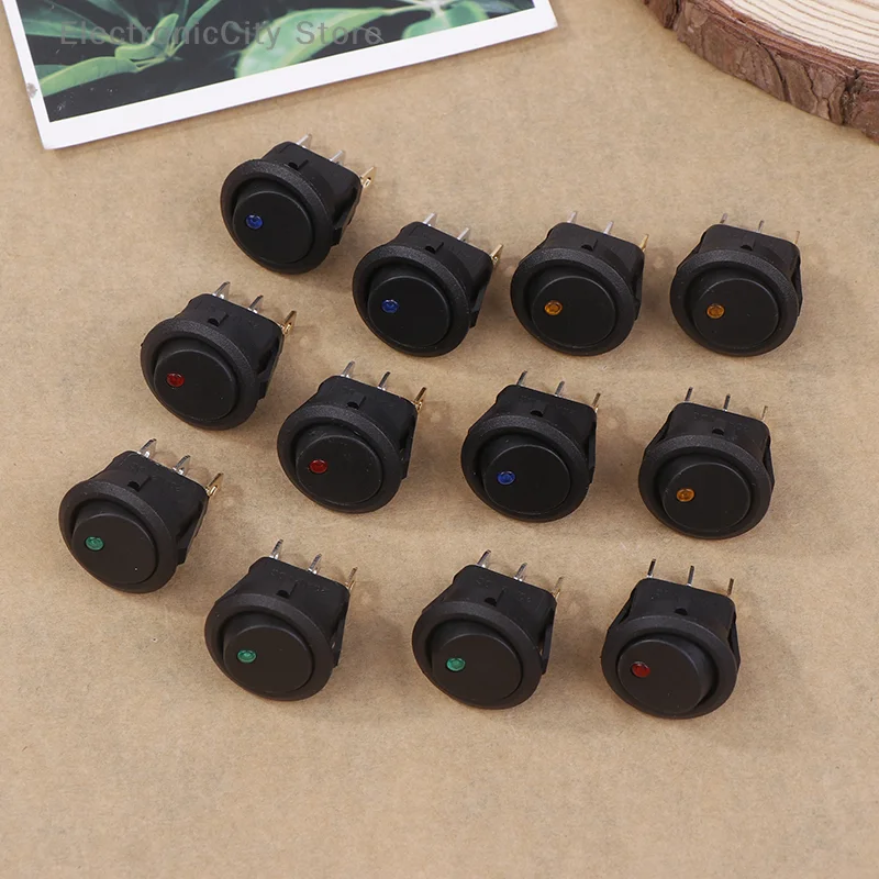 12Pcs Rocker Switch Toggle 12v SPST 3 Pins 2 Position ON/Off Blue LED Light Illuminated Boat Switch