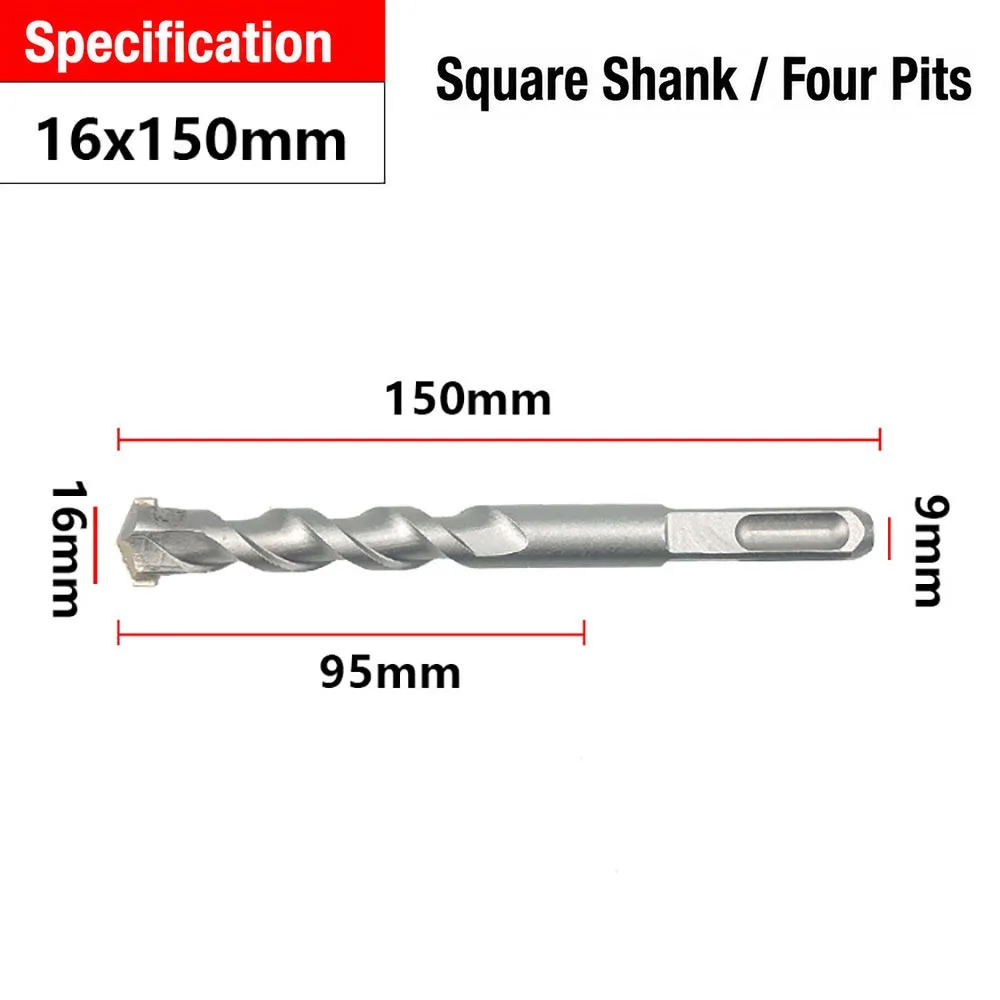 1Pcs Square Shank SDS Plus Masonry Drill Bit 6-20mm Carbide Tipped Carbide Concrete Drill Bit 110-500mm 40Cr Steel Alloy