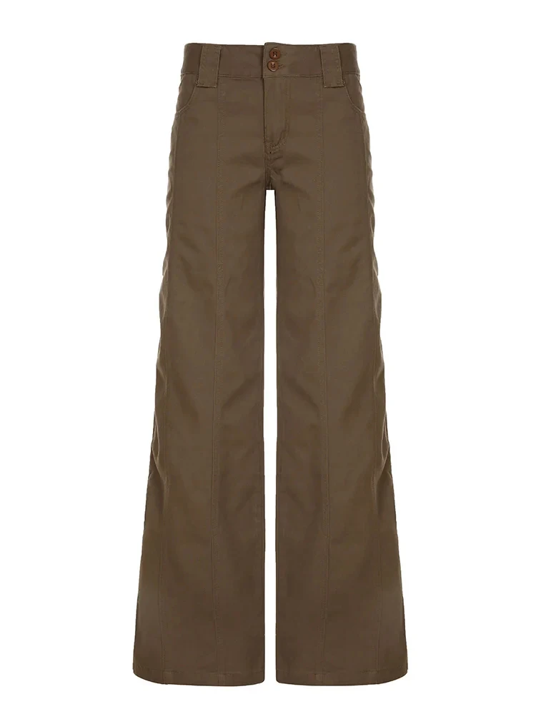 Y2K خمر الجرونج فضفاض شيك الجينز المرأة منخفضة الارتفاع واسعة الساق الدنيم السراويل 2000S ريترو الشارع الشهير السراويل الموضة الكورية غير رسمية