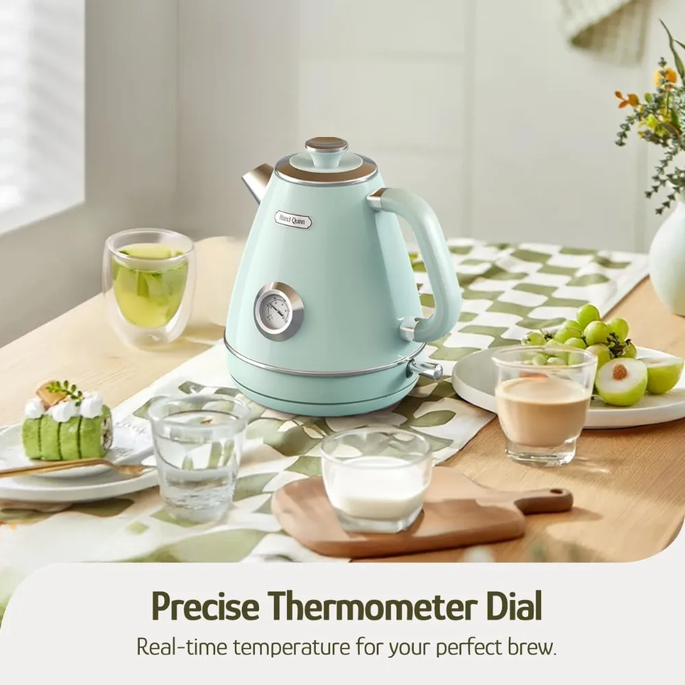 

Electric Kettle - with Thermometer, All Stainless Steel, 1200 Watts Fast Boiling, BPA-free, Cordless, Automatic Shut Off