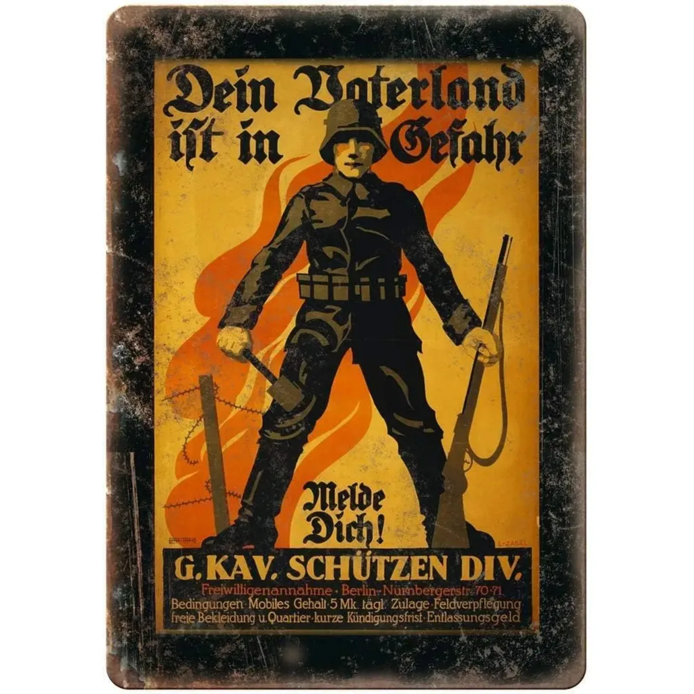 الرجعية الألمانية الحرب العالمية الثانية المشارك معدن القصدير تسجيل خمر الألومنيوم جدار ديكور فني للمنزل