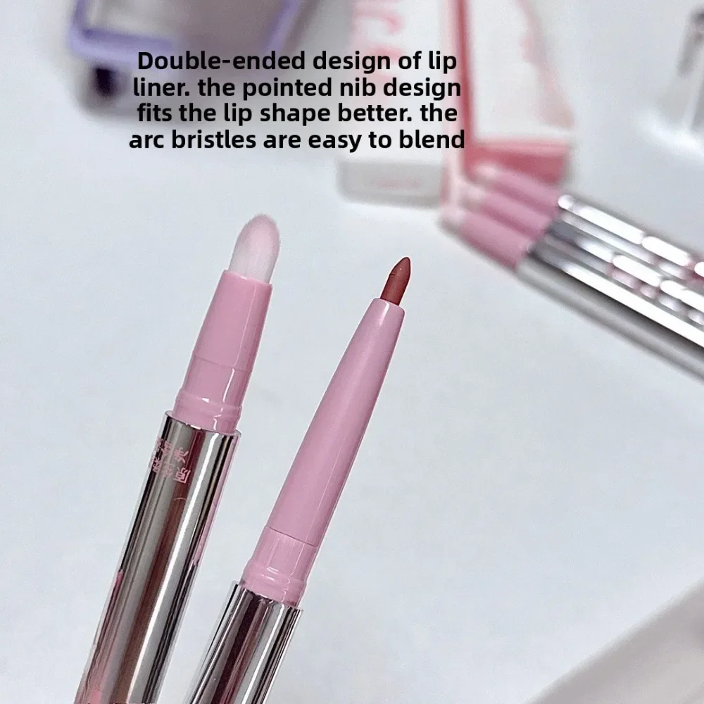 KoreanStyle Nude Lip Liner with Lip Brush - Long Lasting Velvet Matte Lip Makeup for a Seamless Finish