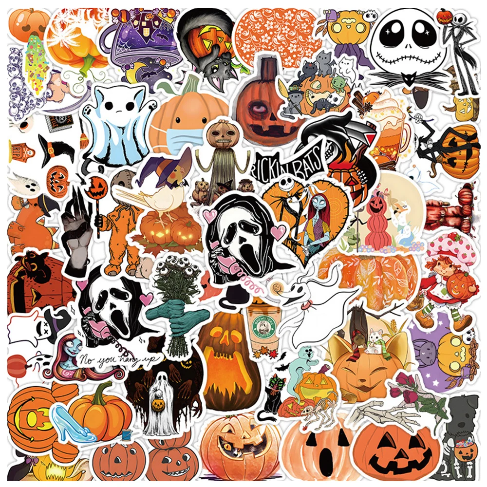 

10/30/53pcs Horror Pumpkin Halloween Cartoon Stickers for Skateboard Window Bike Laptop Funny Decals Sticker Kid Toys Waterproof