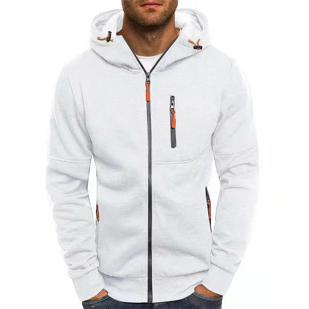 Sudadera con capucha con cremallera y múltiples bolsillos para hombre, ropa deportiva para correr y ocio, abrigo con cremallera, otoño e invierno, novedad