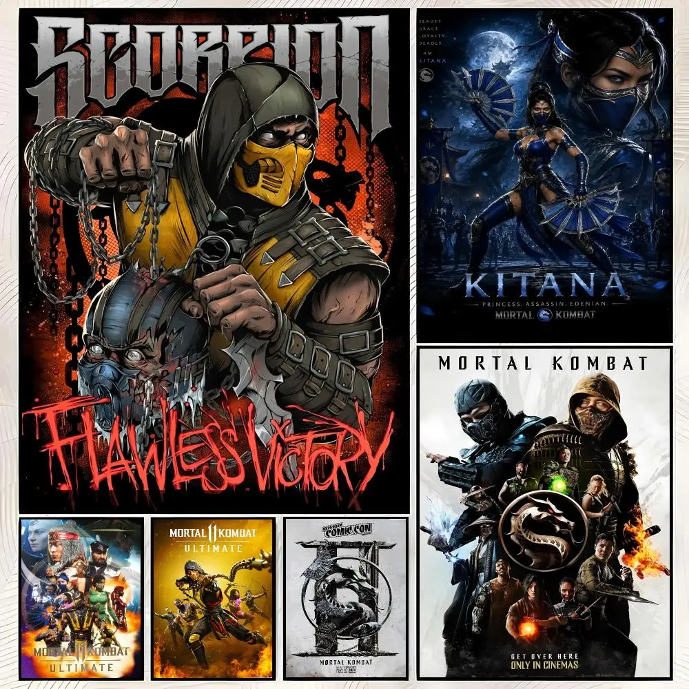 Game M-Mortal Kombat Poster Vintage PP Paper Wall Art Home Decor Print for Bedroom Living Room Aesthetic Gift