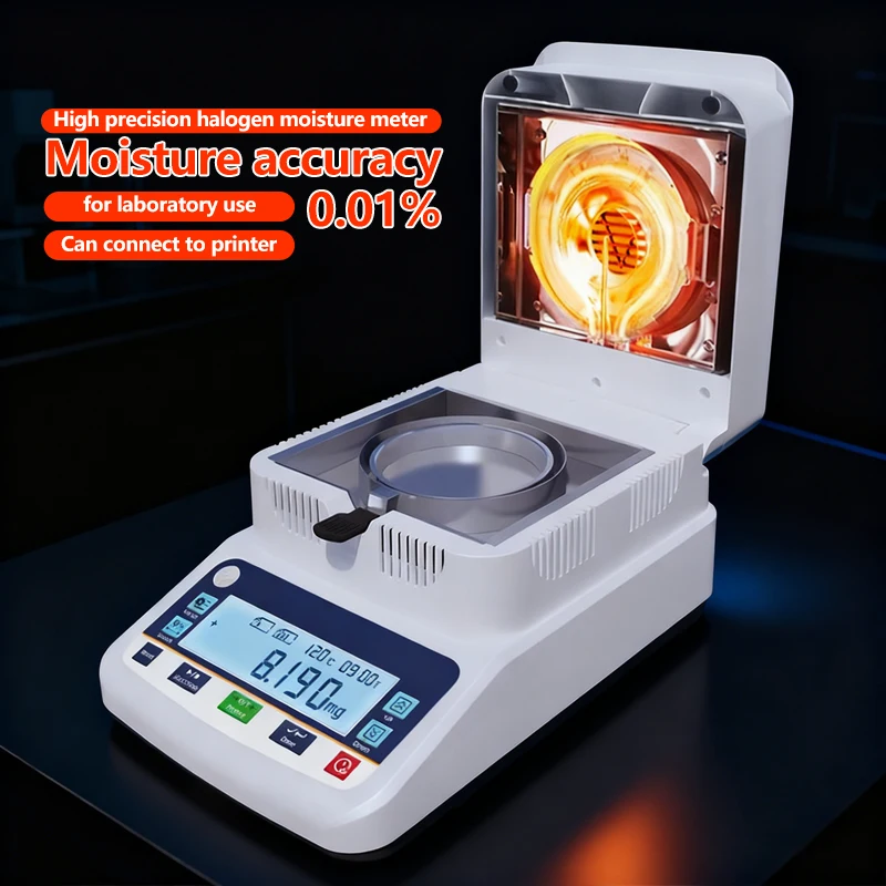 

High Precision 120g/1mg 2mg 5mg Touch Screen Laboratory Equipment Halogen Moisture Analyzer for Grain Moisture Meter