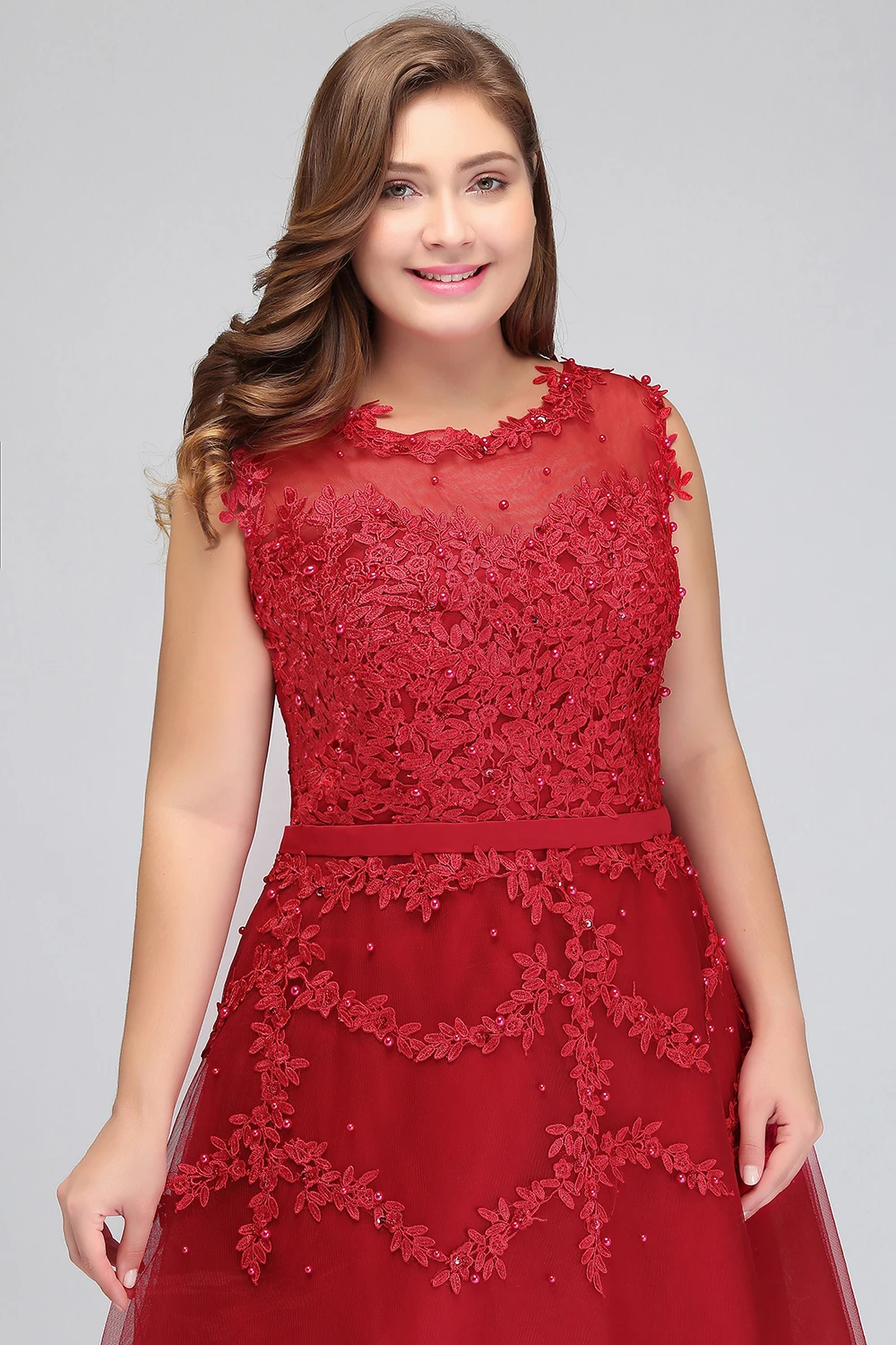 BABYONLINE Homecoming Dress Flower and Pearl Bodice with Paddings Tulle Skirt Embroidered Flora A-line Skirt Fomal Party Ball