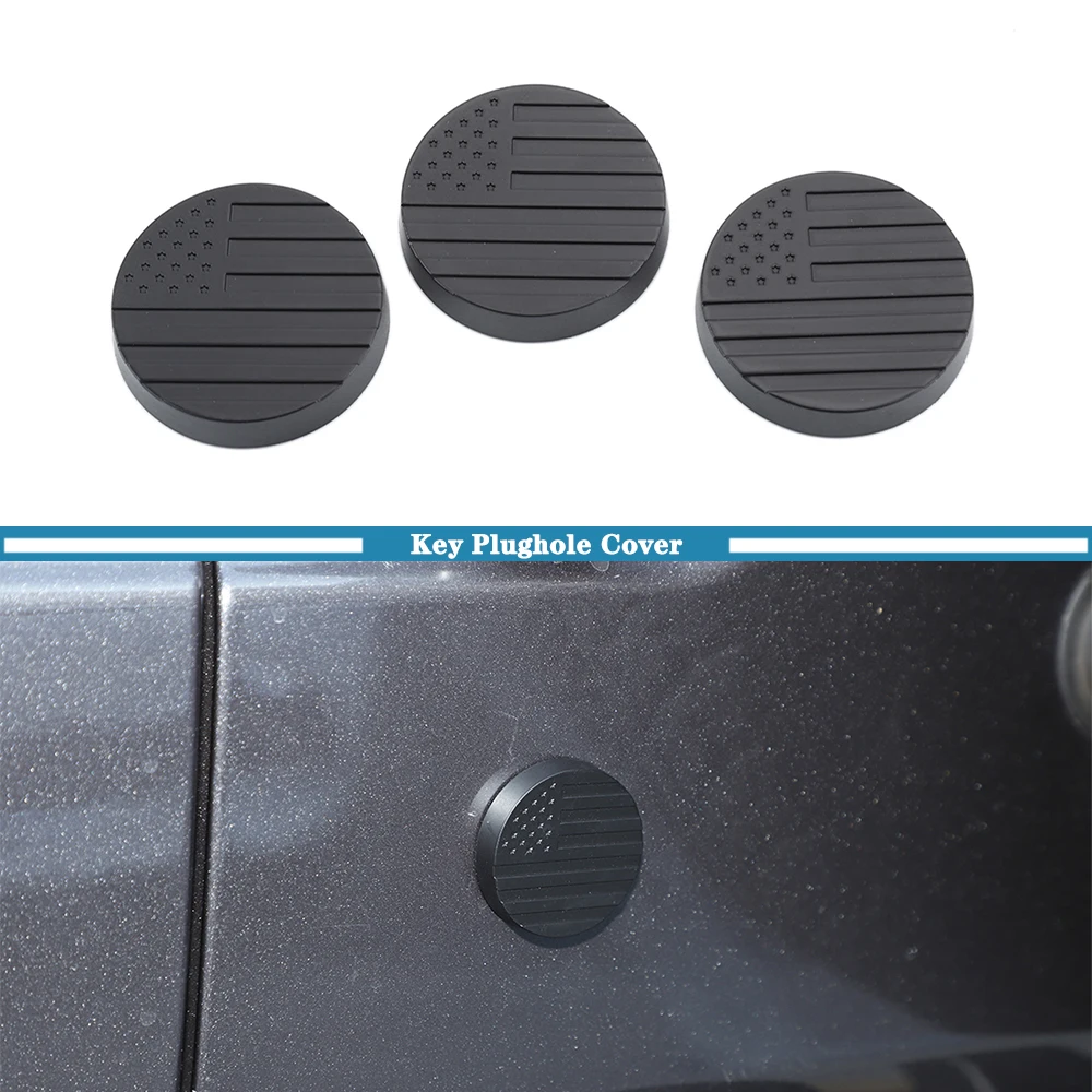 Car Door Key Plughole Cover for Jeep Wrangler JK JL 2007-2019 2020 2021 2022 2023 Exterior Accessories Matte Black American Flag