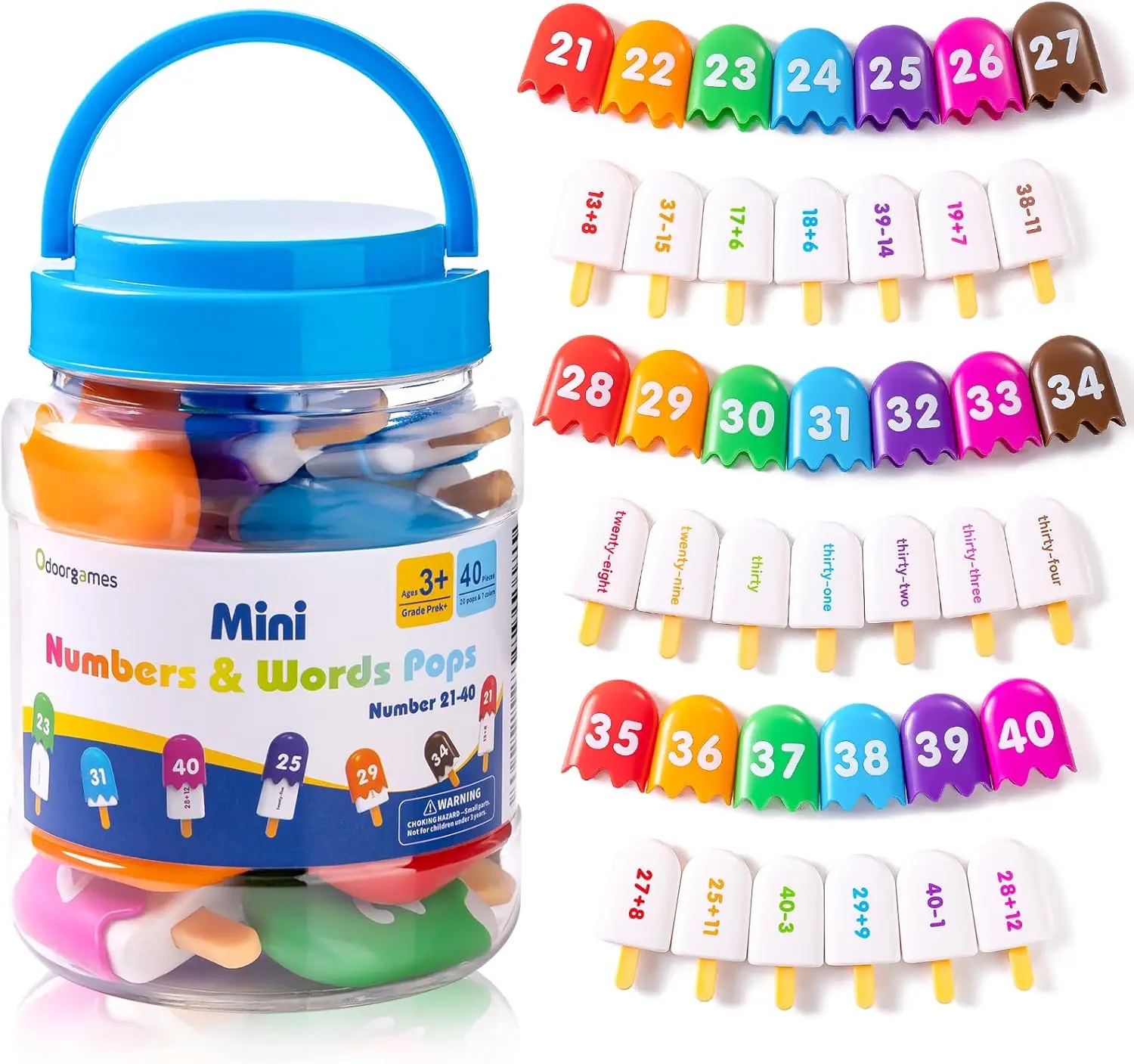 

Numbers 21-40 Popsicles - Engaging Number Toys for Kids Ages 3-5 to Learn Numbers & Enhance Skills