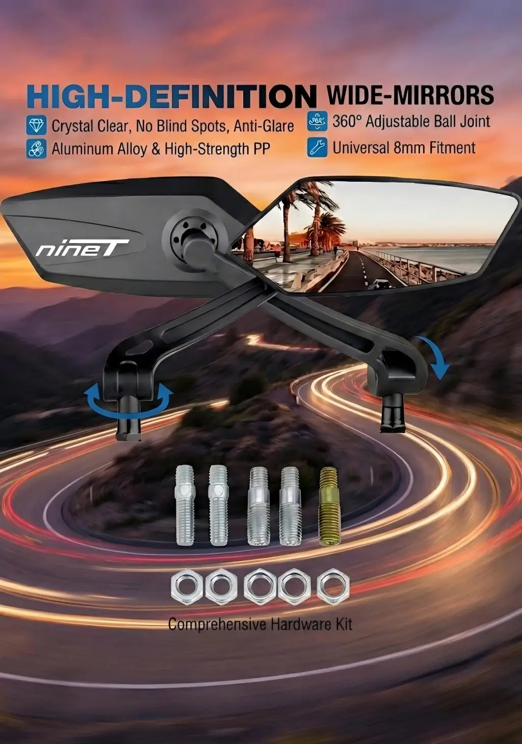 

High-quality motorcycle rearview mirror with adjustable and rotatable function For BMW F900R F900XR R NINE T R9T Urban Pure