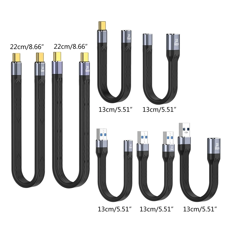 Short USB C to USB C Cable High Speed 10/20Gbps 100W Data Transfer PD Fast Charging Cord Line 13cm/22cm for 3 E-Marker Chip