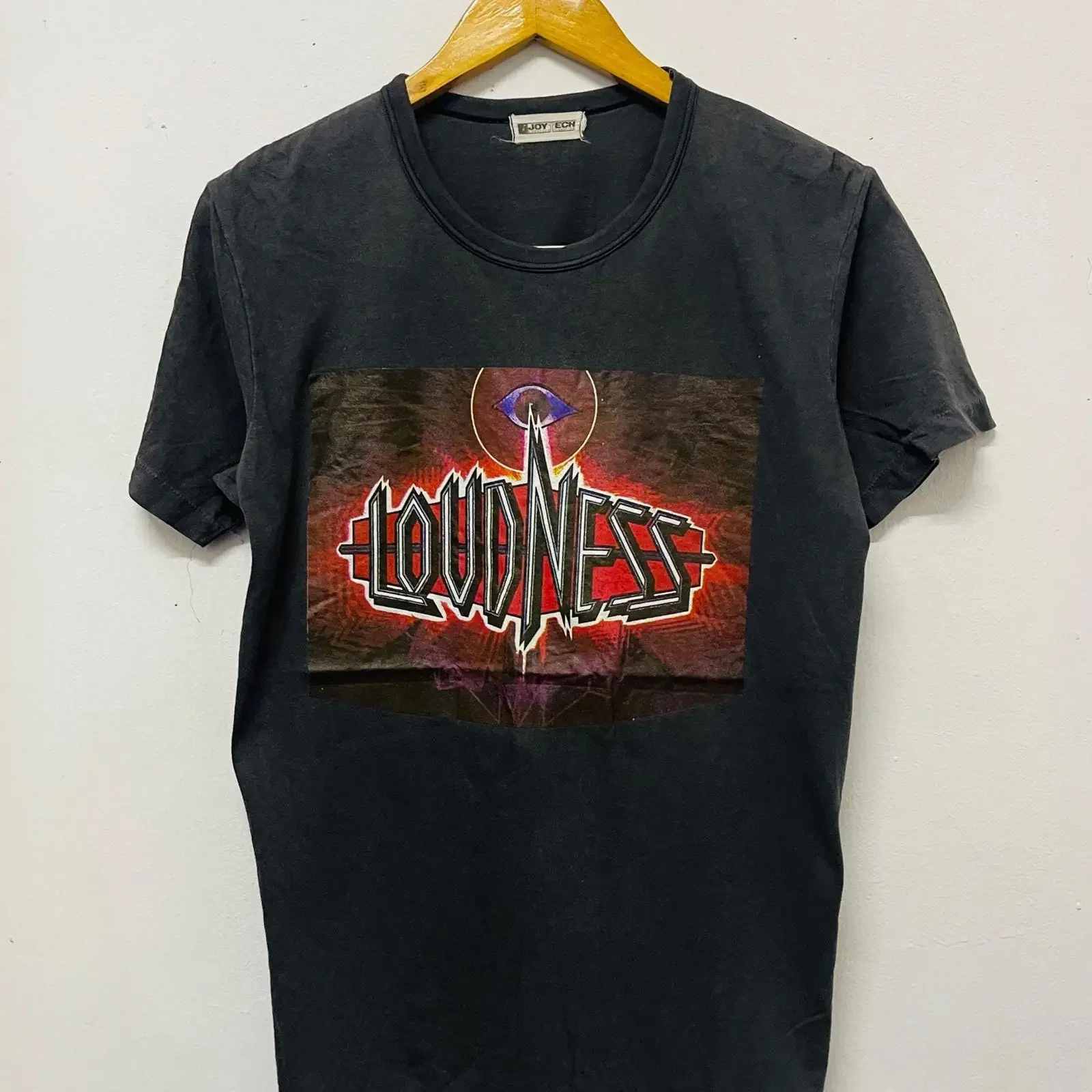 Vintage 80s Loudness Band Hurricane Eyes 1987 Heavy Metal Japan Rock T Shirt Rare Black vintage Washed Slightly homme
