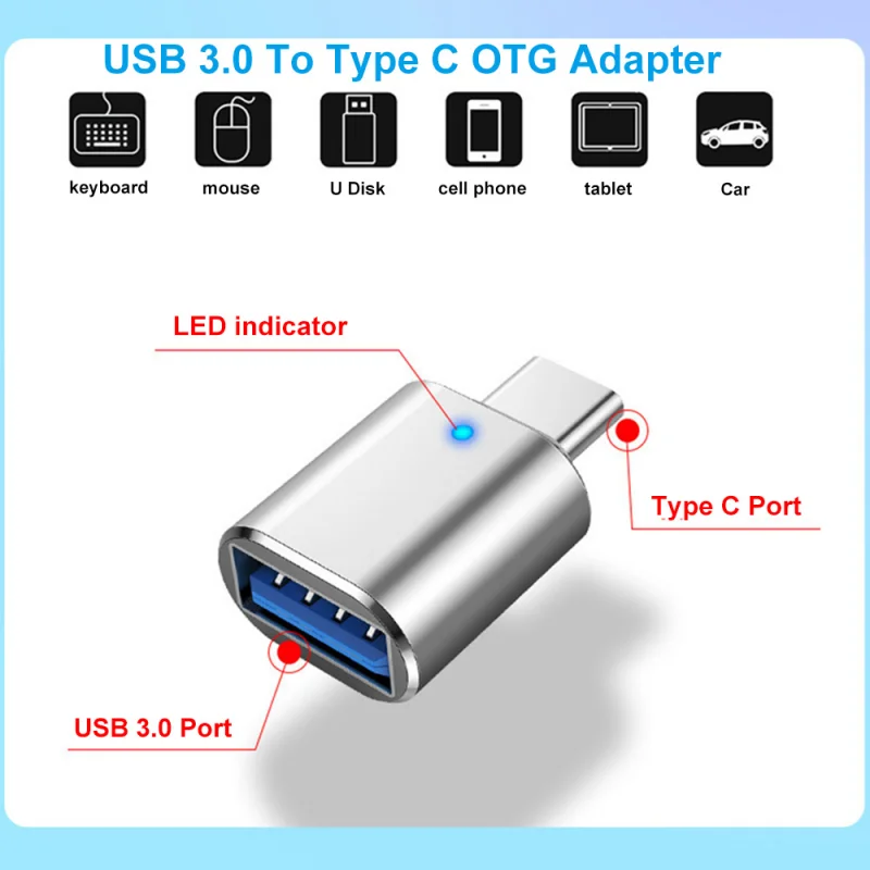 Led Usb 3.0 Naar Type C Adapter Otg Naar Usb C USB-A Naar Micro Usb Type-C Vrouwelijke Connector voor Samsung Xiaomi Poco Adapters 5Gbps