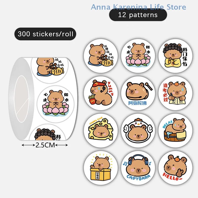 

300 Stickers Cartoon Capybara Graffiti Sticker For Water Bottle Laptop Luggages Laptop Decals Decoration Kid Reward Gift Toy