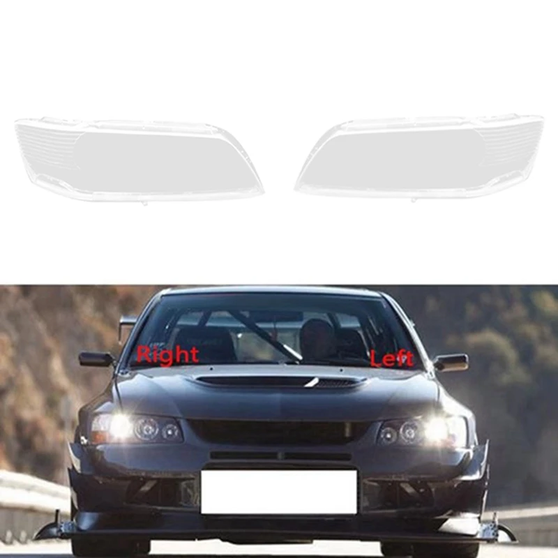 Car Left + Right Headlight Shell Lamp Shade Transparent Lens Cover For Mitsubishi Lancer Evolution 2005-2006